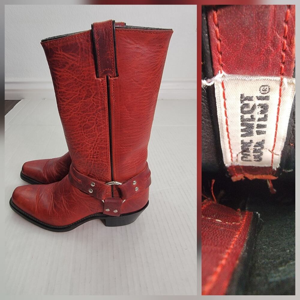 Code West Boots Womens Sz 6M Red Western Leather Riding Cowgirl Rodeo Boho